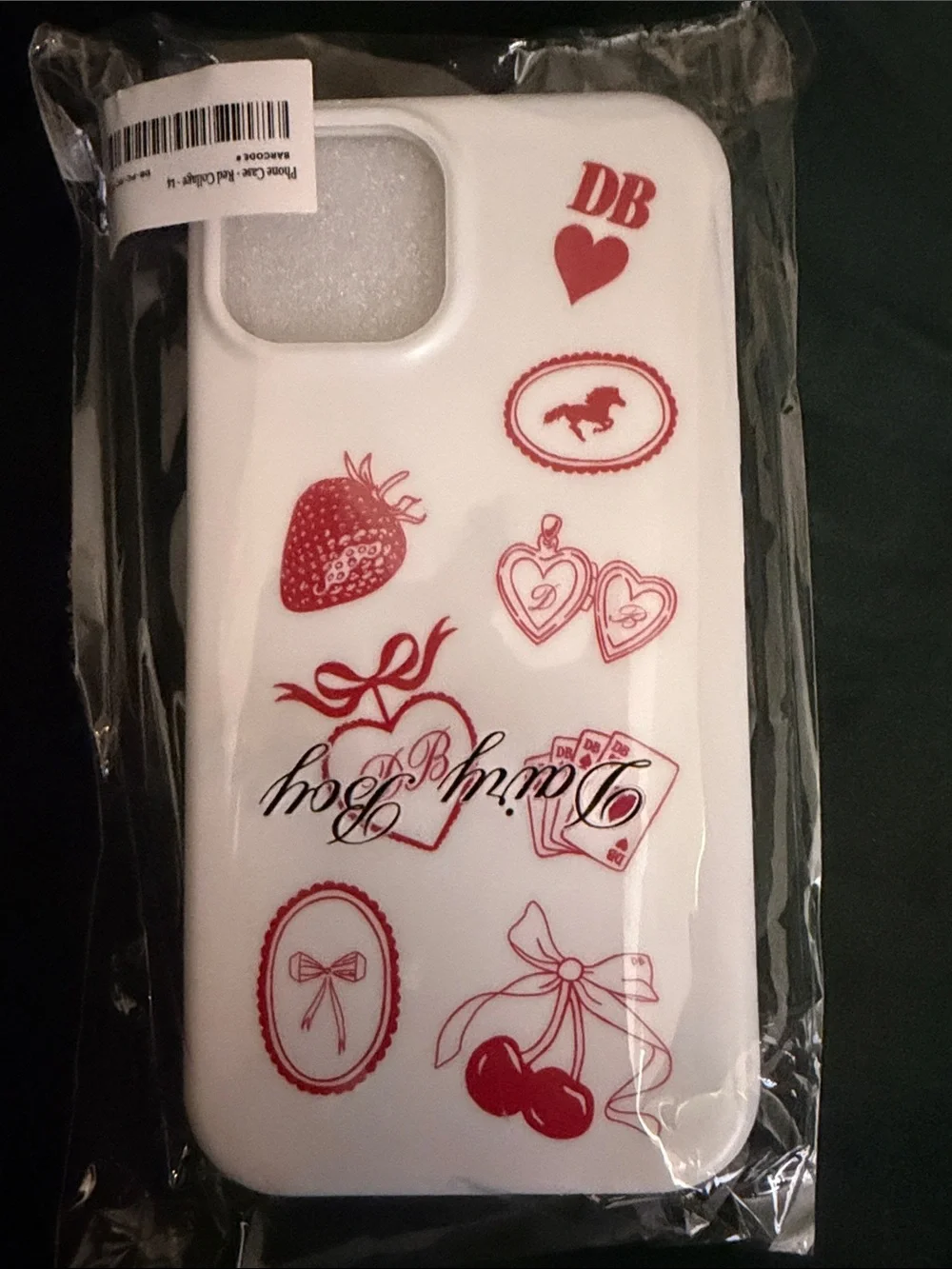 DairyBoy White Phone Case with Red Graphic Accents